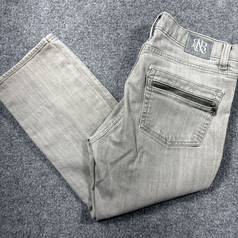 Rock Republic Hamburg Womens Size‎ 12 Gray Distressed Skinny Cropped Denim Jeans
